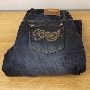 Coogi Jeans Straight 9 10 (30 X 33) Women's Denim Jeans Dark Wash Distressed